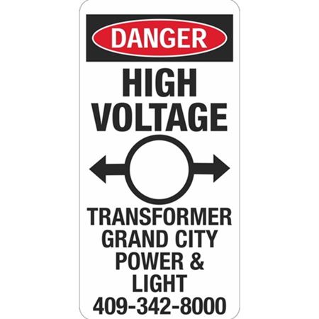 Danger High Voltage Transformer - 6" x 12" Sign